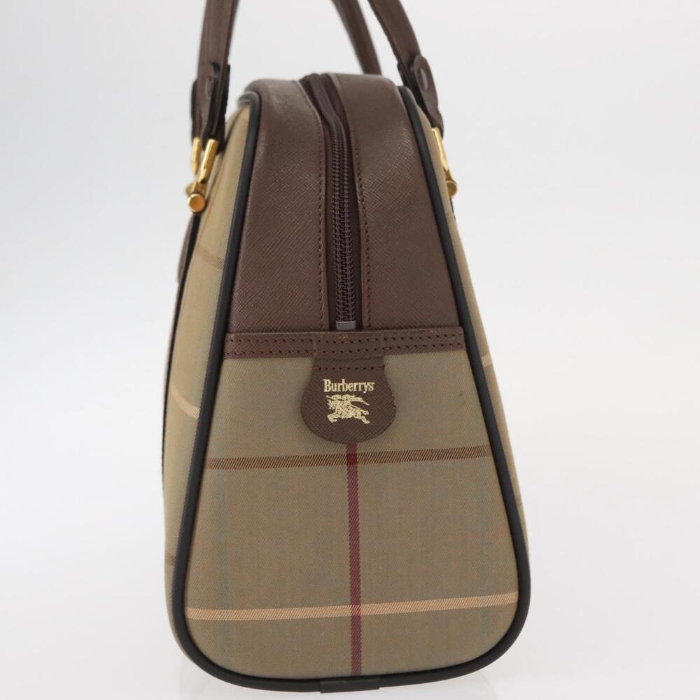 Burberrys Nova Check Boston Bag Canvas Leather Beige Gold Auth ka319 - Picture 4 of 16
